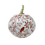 Red & White Bird & Vine Pumpkin
