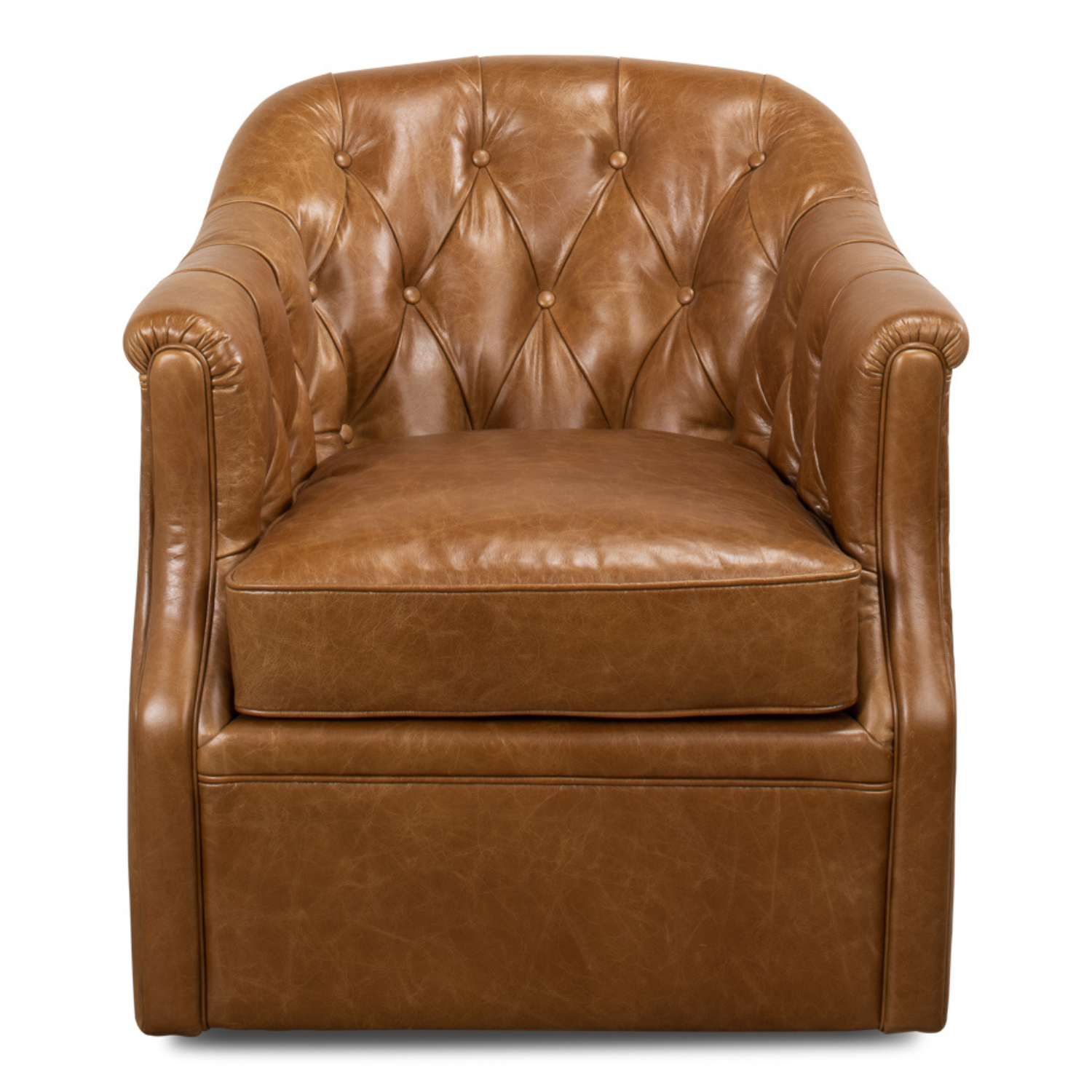 Coolidge Leather Swivel Chair - Cuba Brown