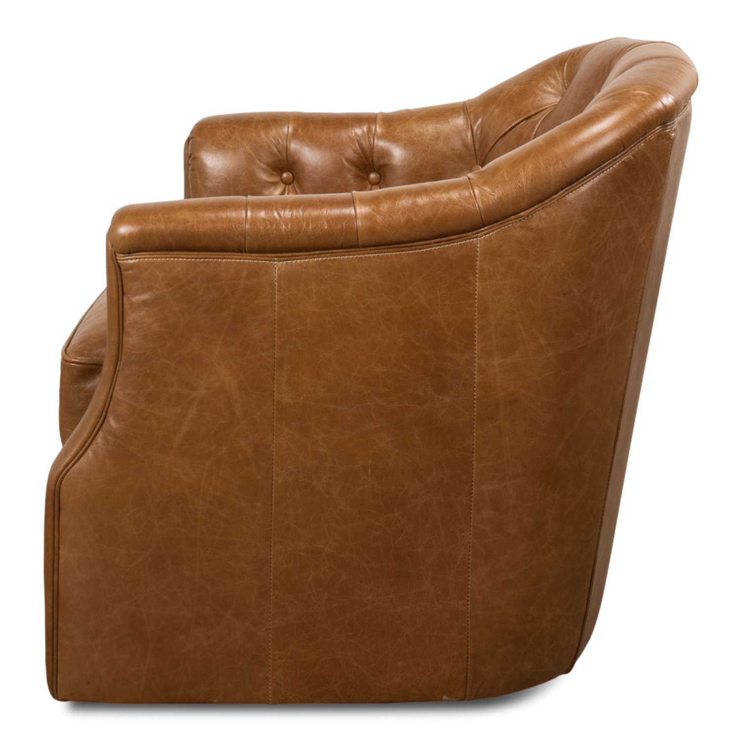 Coolidge Leather Swivel Chair - Cuba Brown