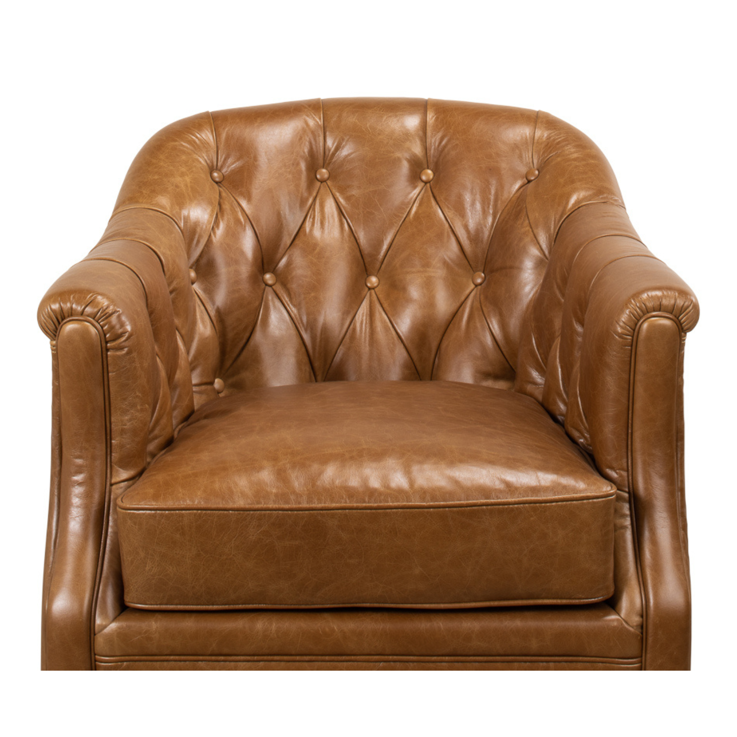 Coolidge Leather Swivel Chair - Cuba Brown