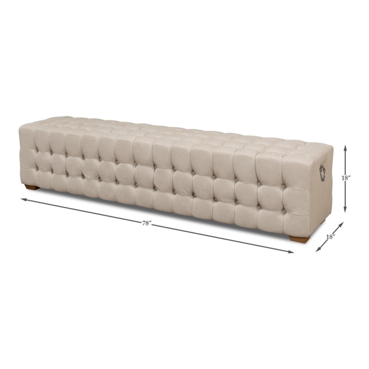 "Beam" Bench  Tufted Beige Linen