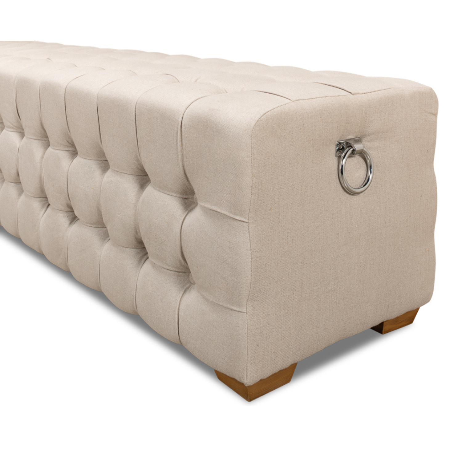 "Beam" Bench  Tufted Beige Linen