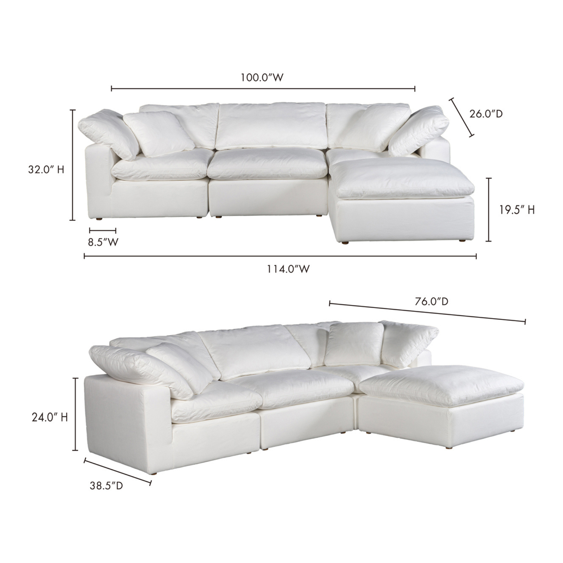 Gaia Lounge Modular Sectional - Cream White