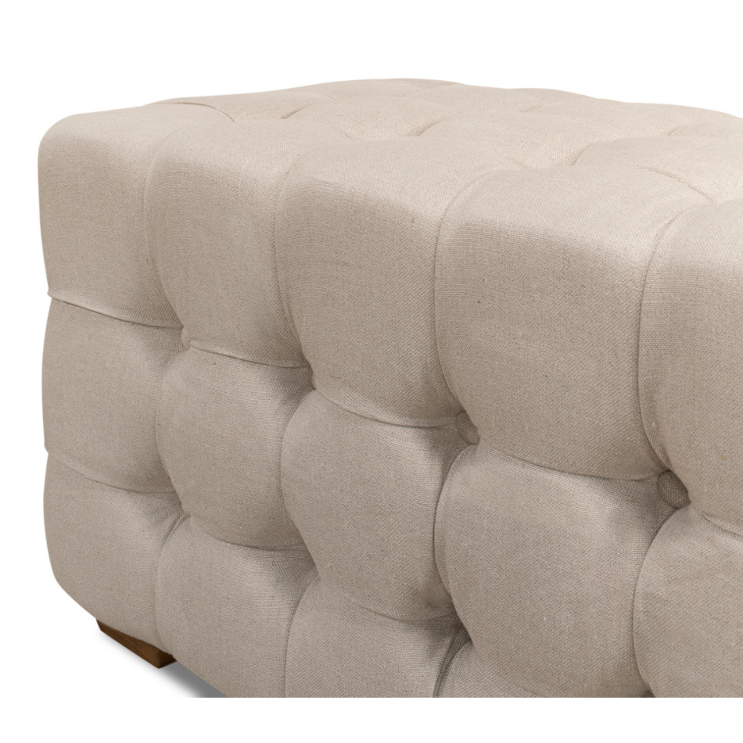 "Beam" Bench  Tufted Beige Linen