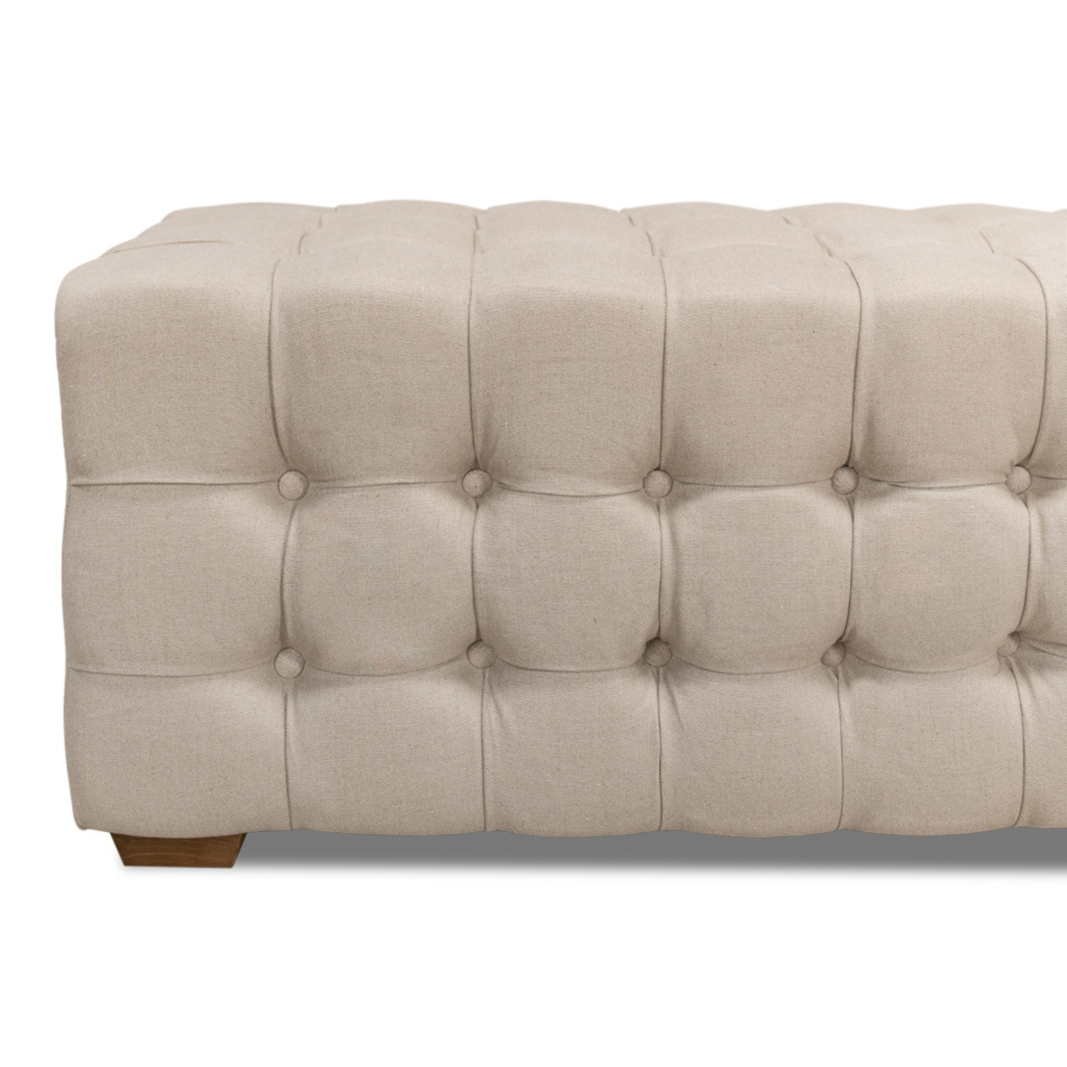 "Beam" Bench  Tufted Beige Linen