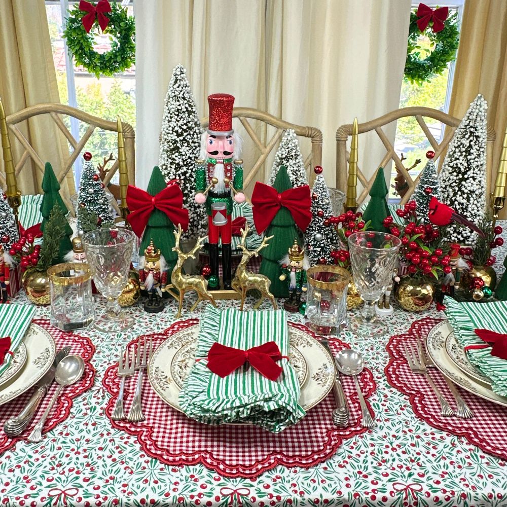 Green Stripe Ruffle Napkins (Set of 4)