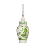 Green & White Pagoda Scene Jar Ornament