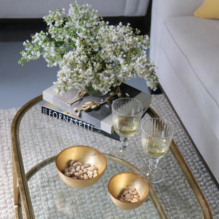 GLASS New Orleans Round Foil Leafing Bowl Set of 2 (Gold)