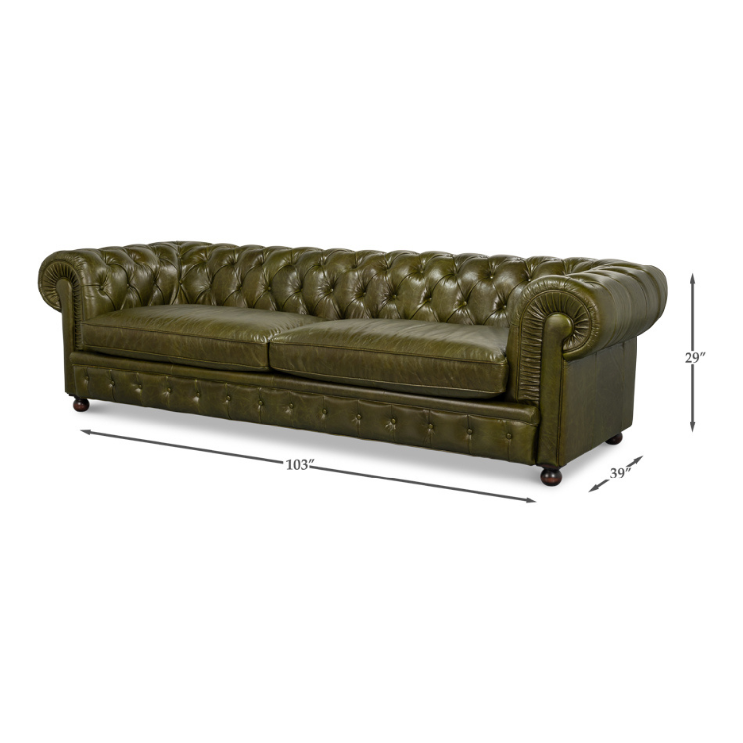 Savile Leather Sofa Green