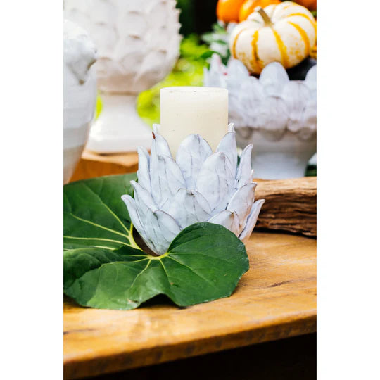 CANDLEHOLDER WHITE ARTICHOKE