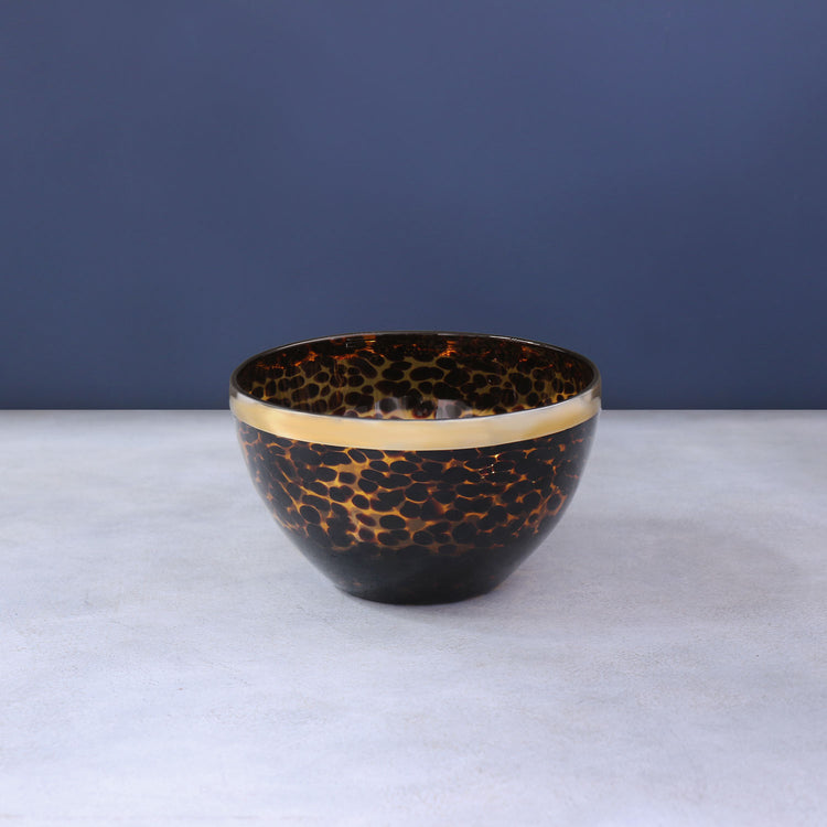 GLASS Tortoise and Gold 8" Bowl