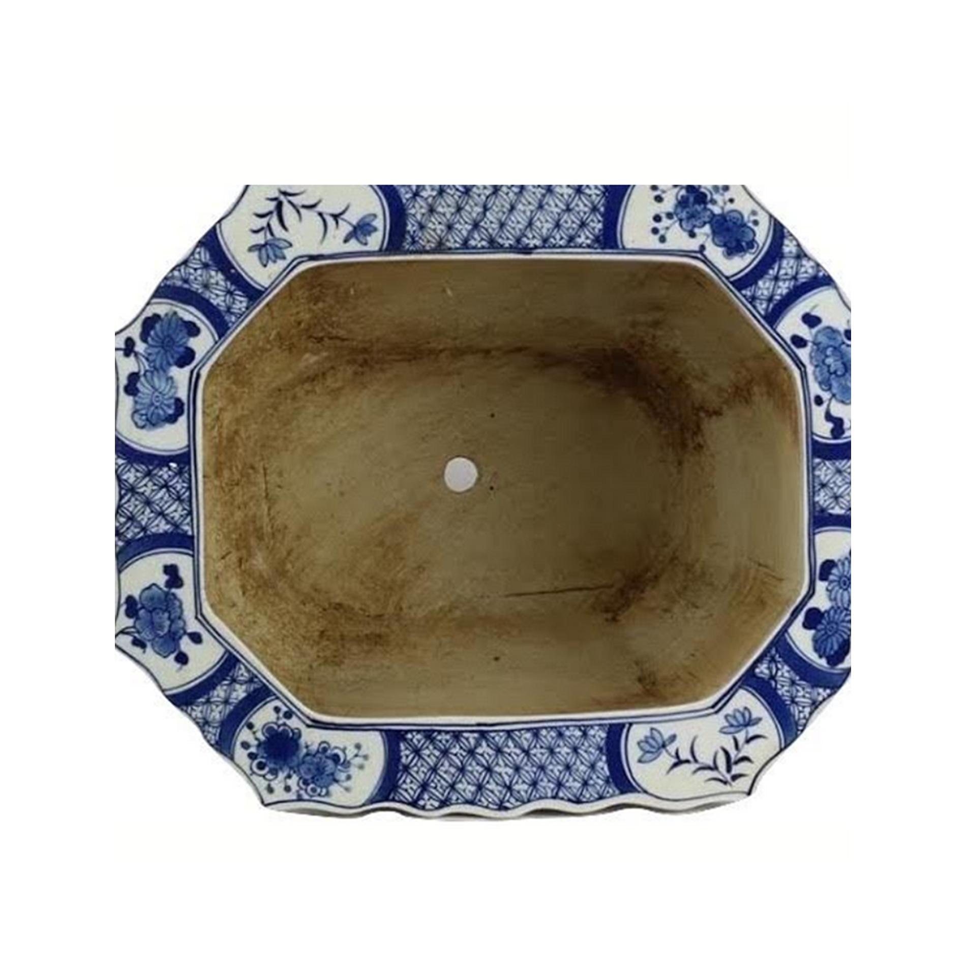 Village Scene Scalloped Pierced Planter