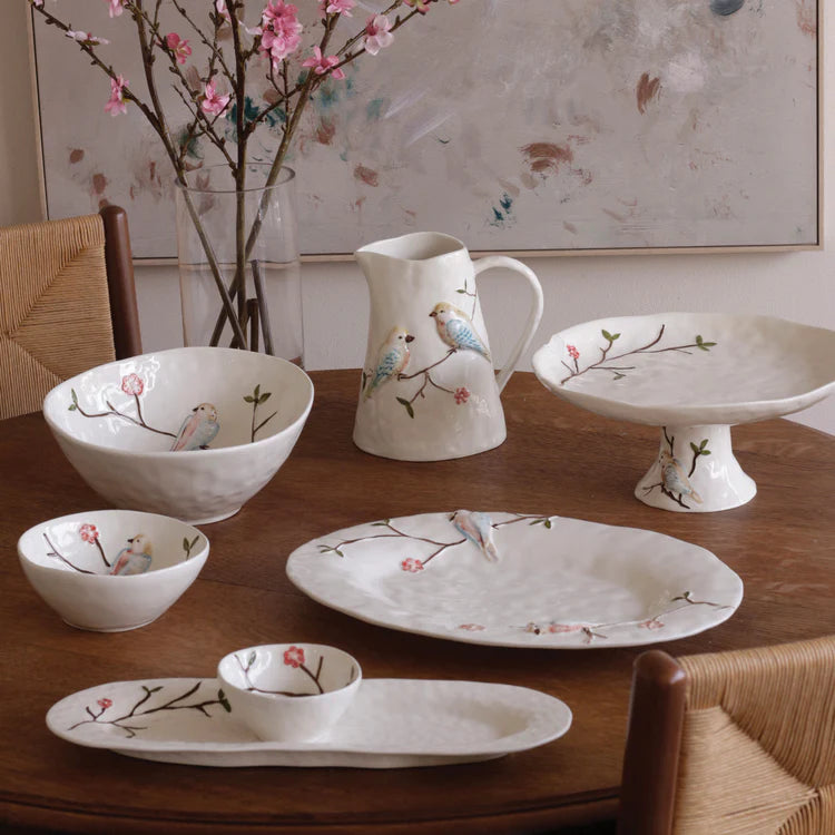 CERAMIC Bird on Branch Pedestal Cake Plate (Multi)