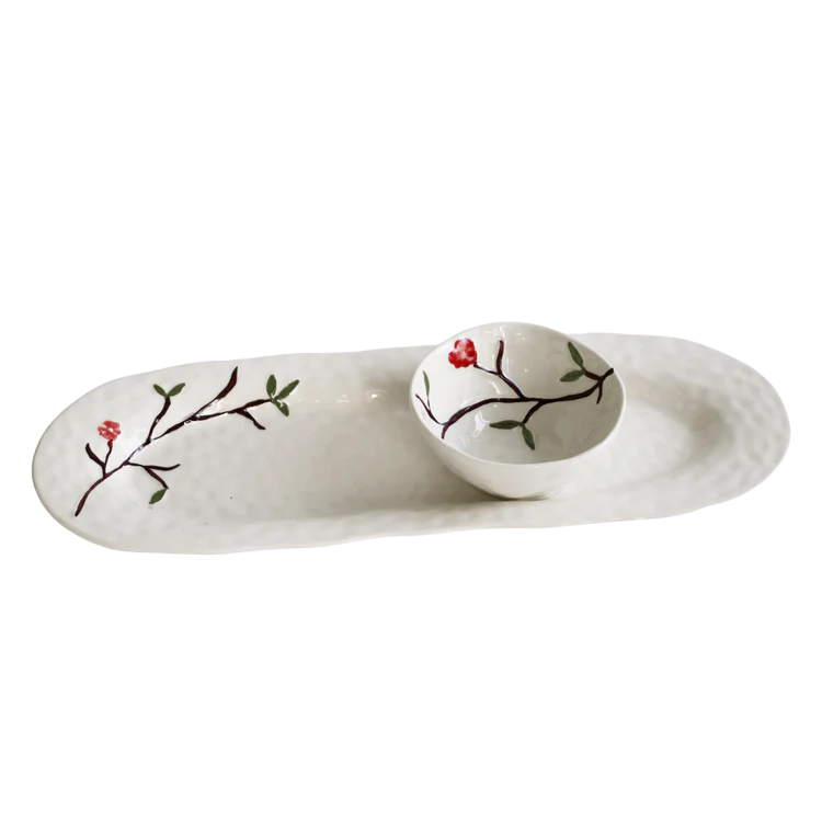CERAMIC Bird on Branch Medium Oval Platter (Multi)