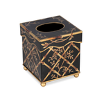 Black Bamboo & Floral Tissue Holder & Wastepaper Basket