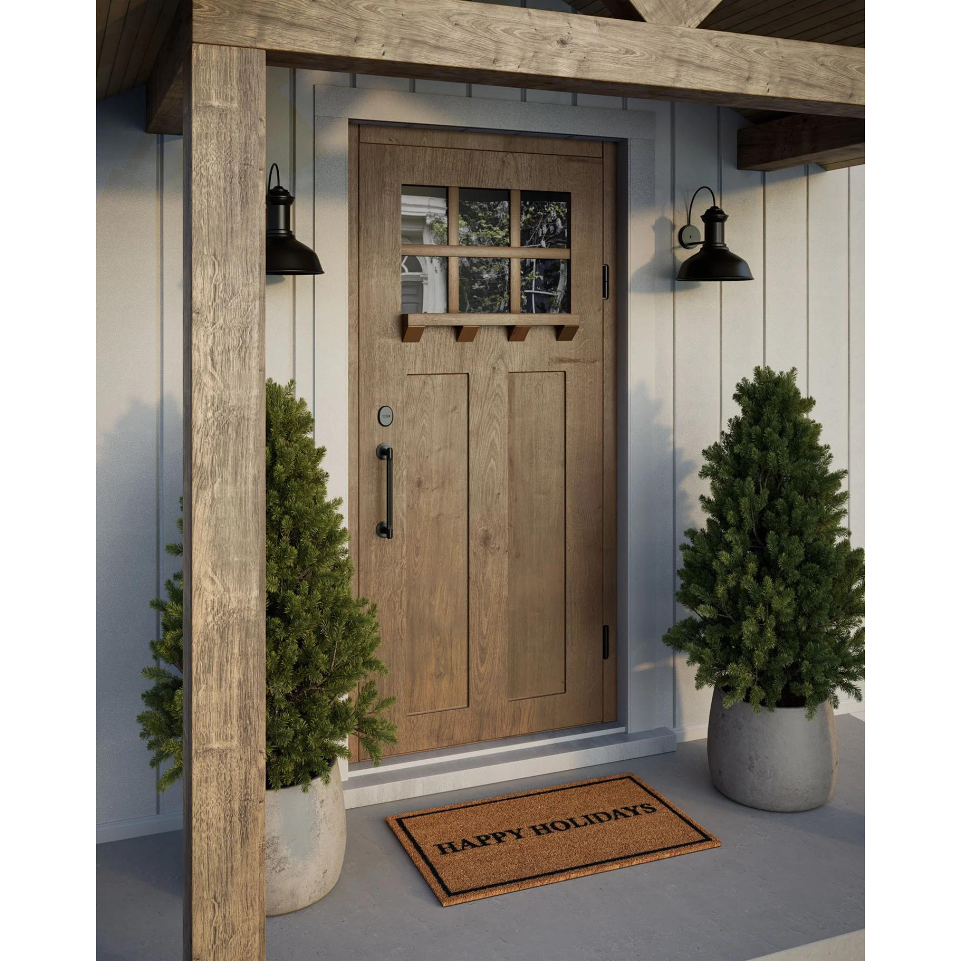 Erin Gates by Momeni Park Holidays Black Hand Woven Natural Coir Doormat 1'6" x 2'6"