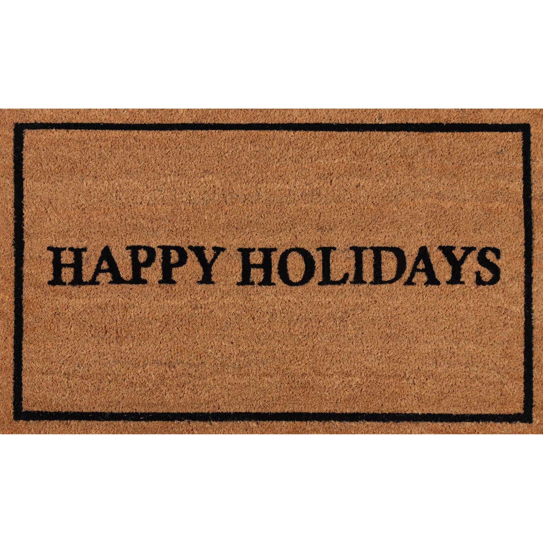 Erin Gates by Momeni Park Holidays Black Hand Woven Natural Coir Doormat 1'6" x 2'6"