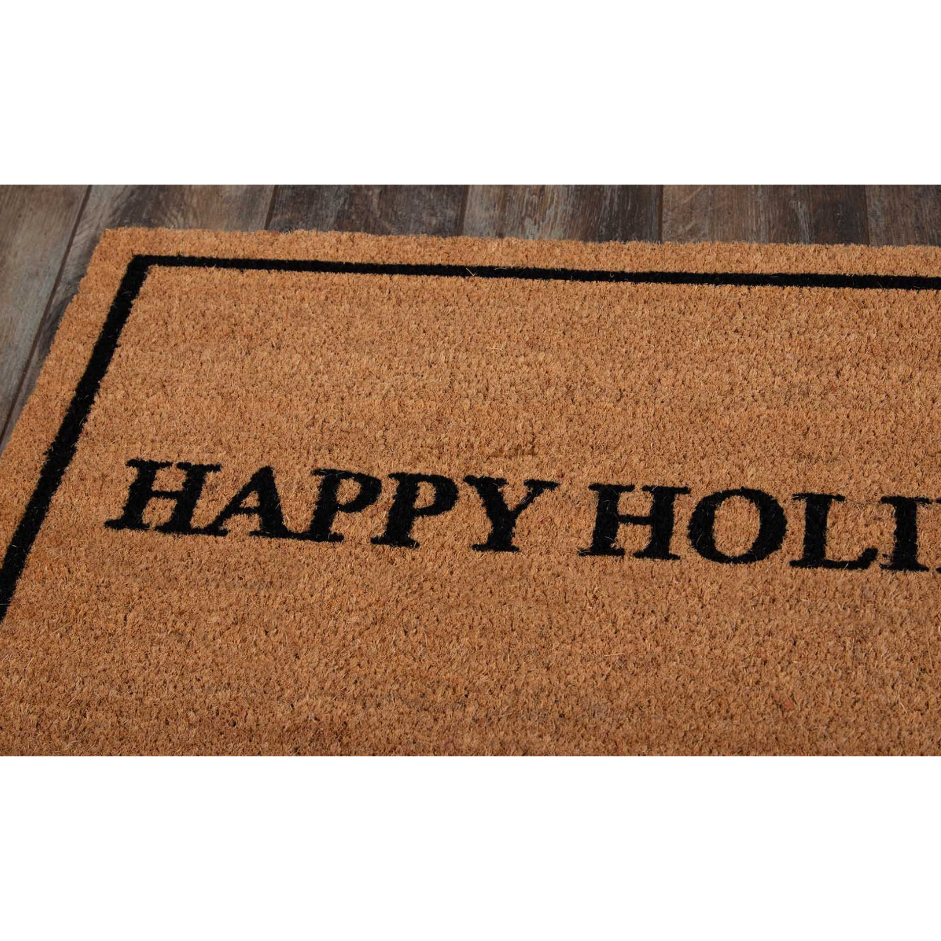 Erin Gates by Momeni Park Holidays Black Hand Woven Natural Coir Doormat 1'6" x 2'6"