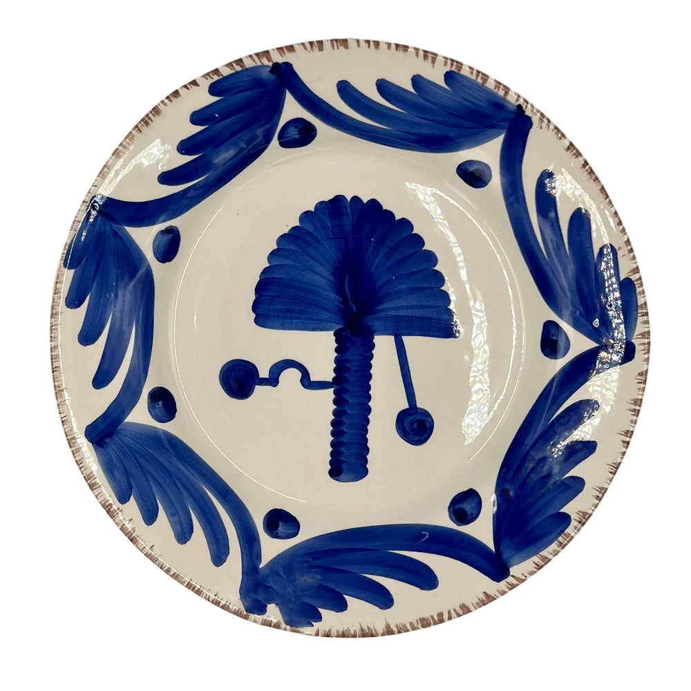 PLATE DINNER BLUE/WHITE PALM ANT