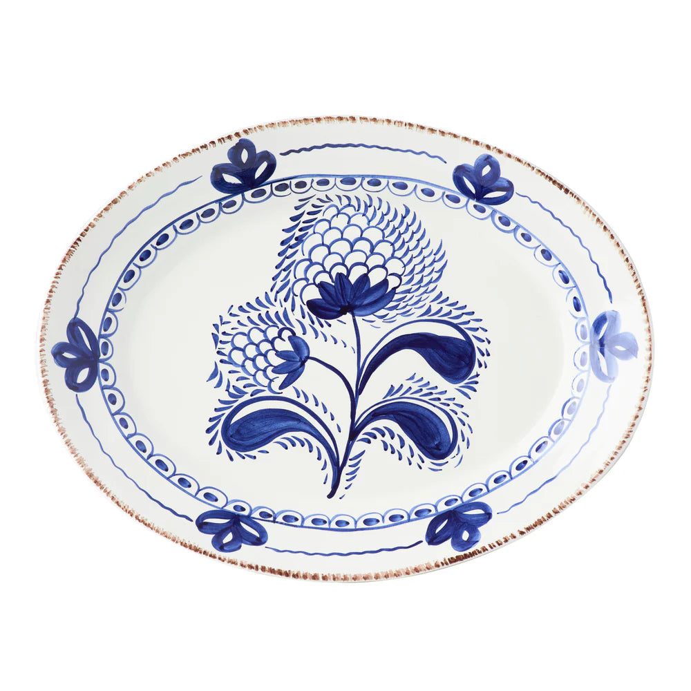 PLATTER OVAL BLUE/WHITE W/SLIGHT