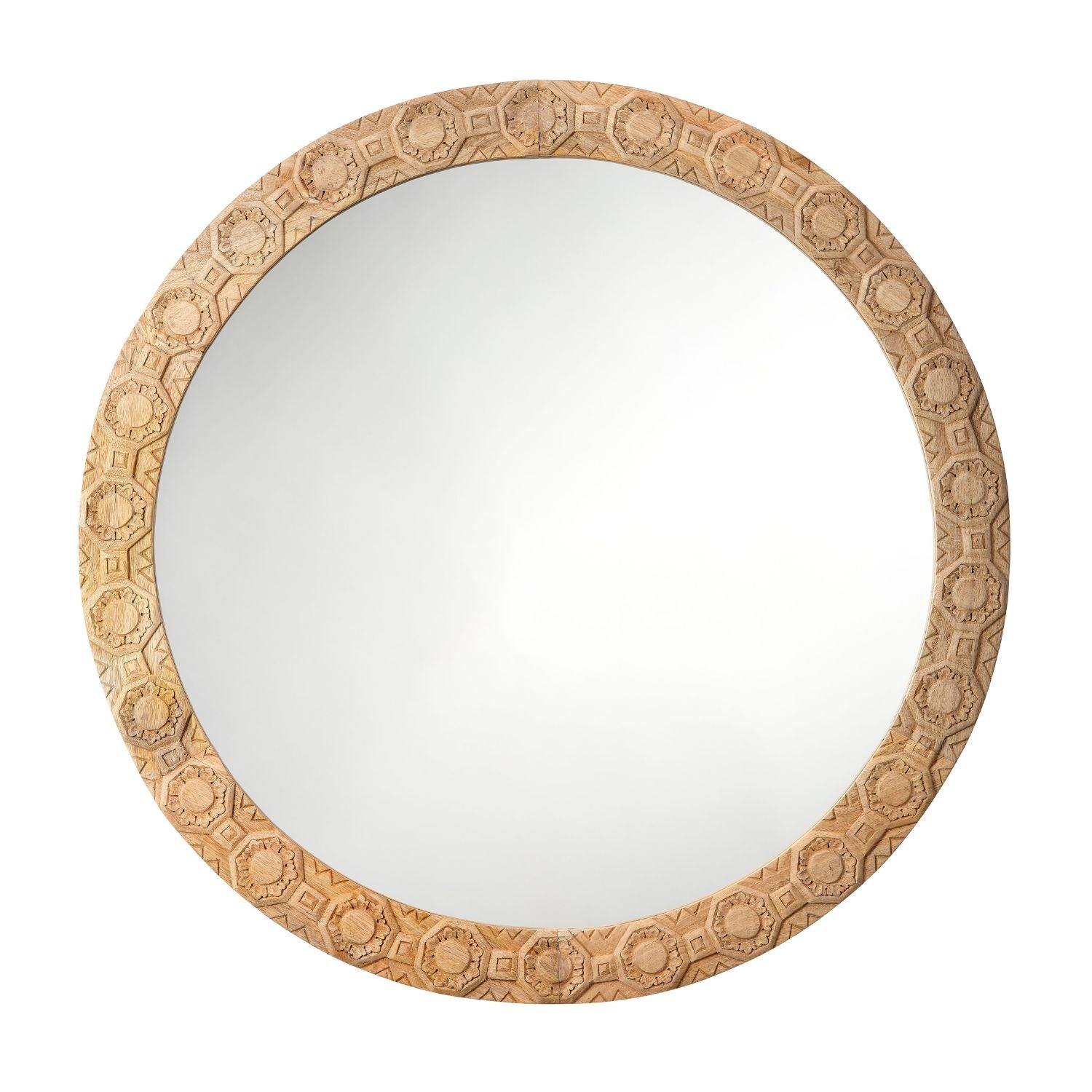 Relief Wood Carved Round Mirror
