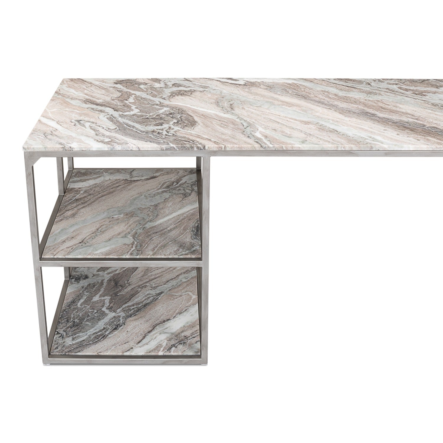 Open Desk With Shelves, Marble Top