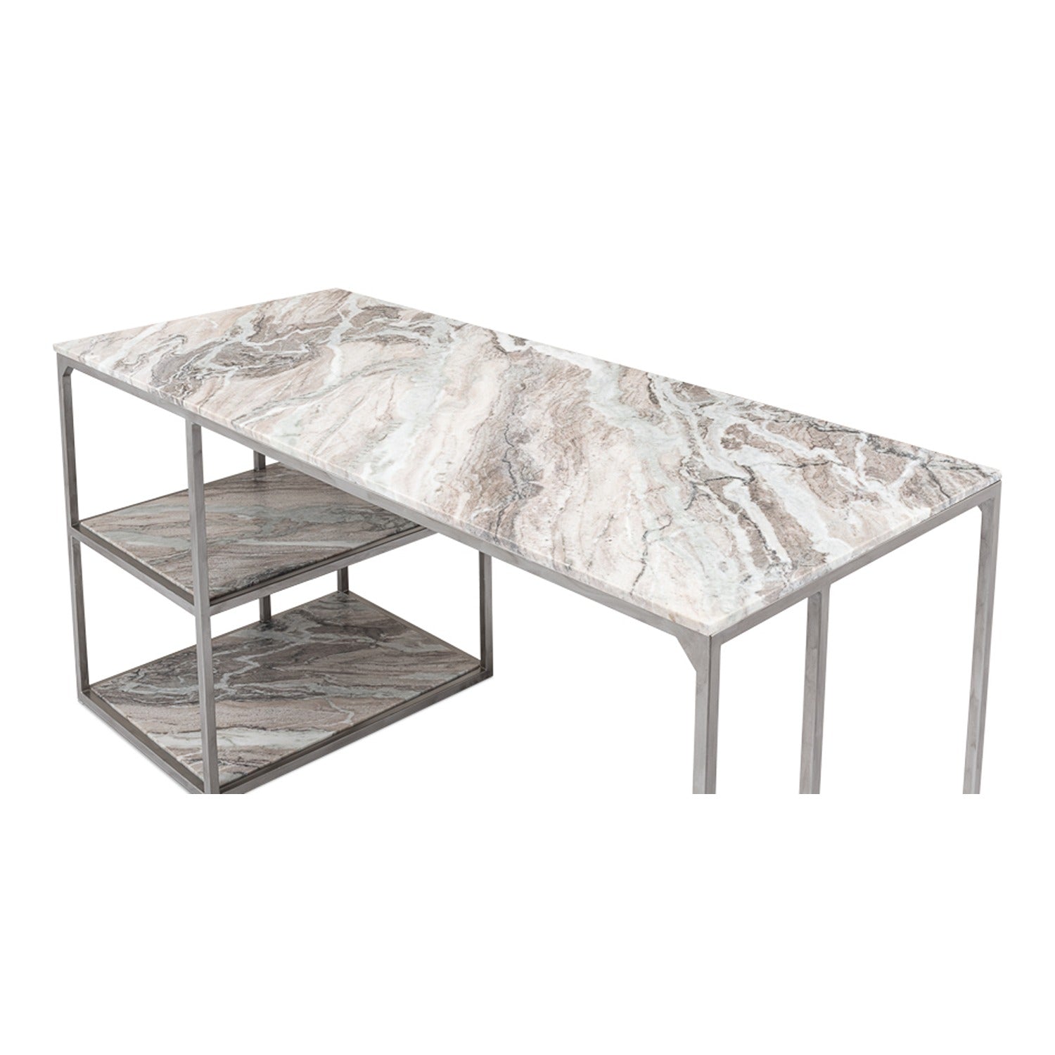 Open Desk With Shelves, Marble Top