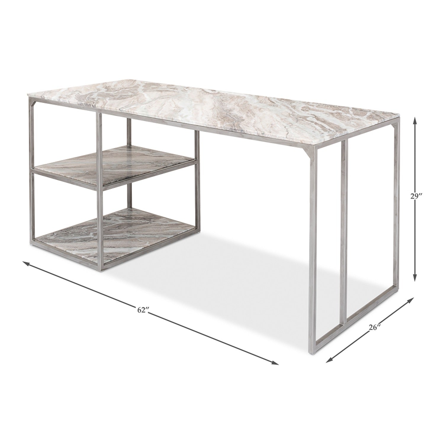 Open Desk With Shelves, Marble Top
