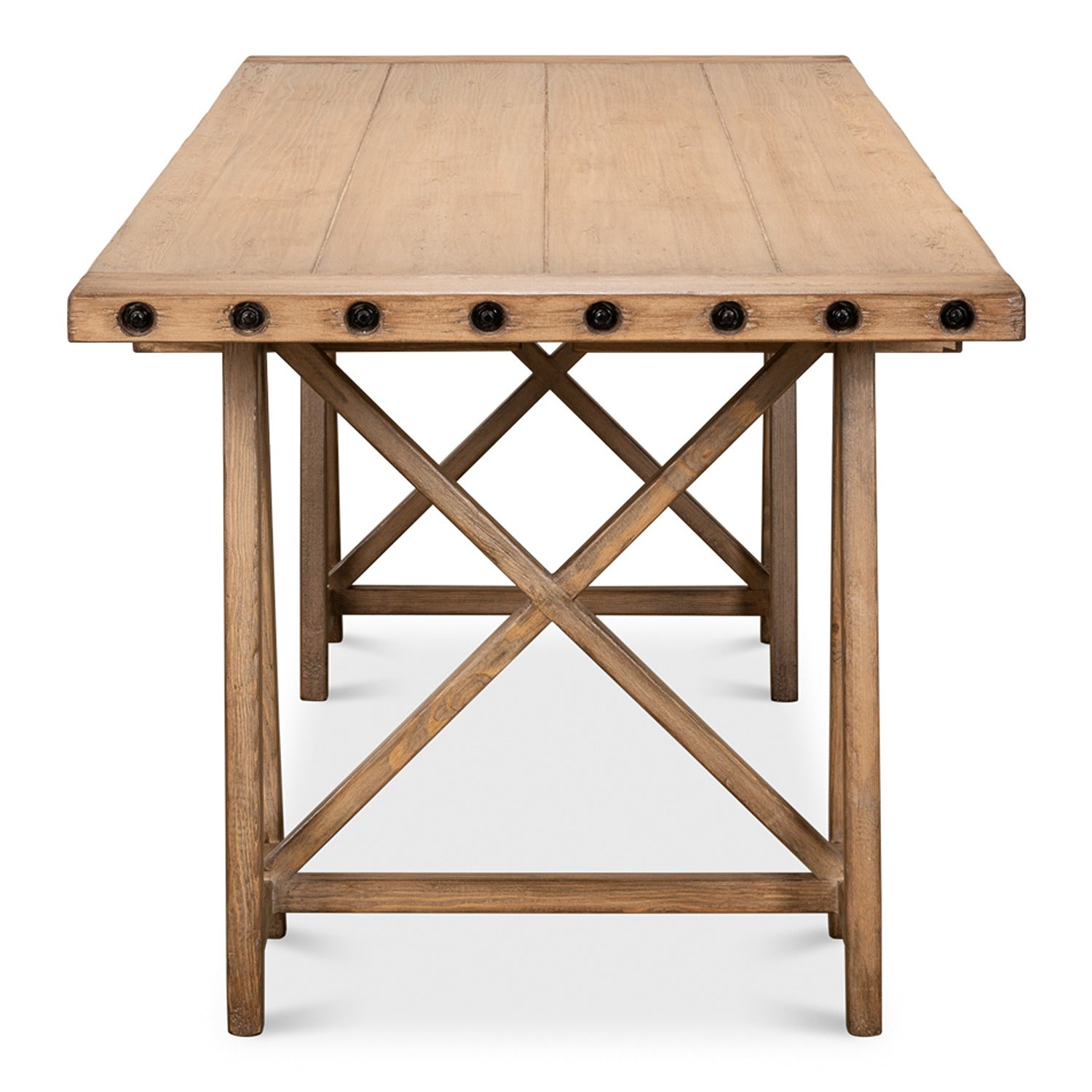 Sawhorse Desk, Natural Polished Old Pine