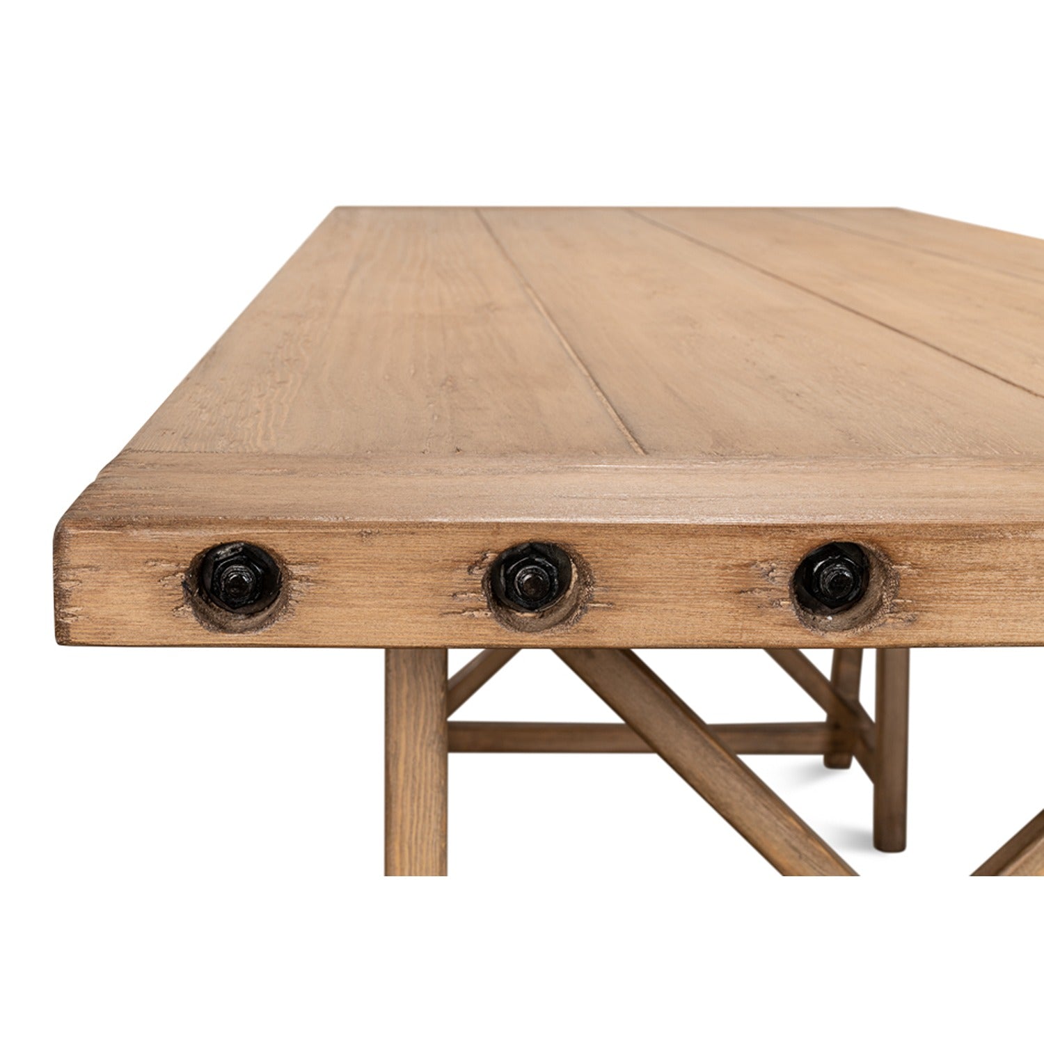 Sawhorse Desk, Natural Polished Old Pine