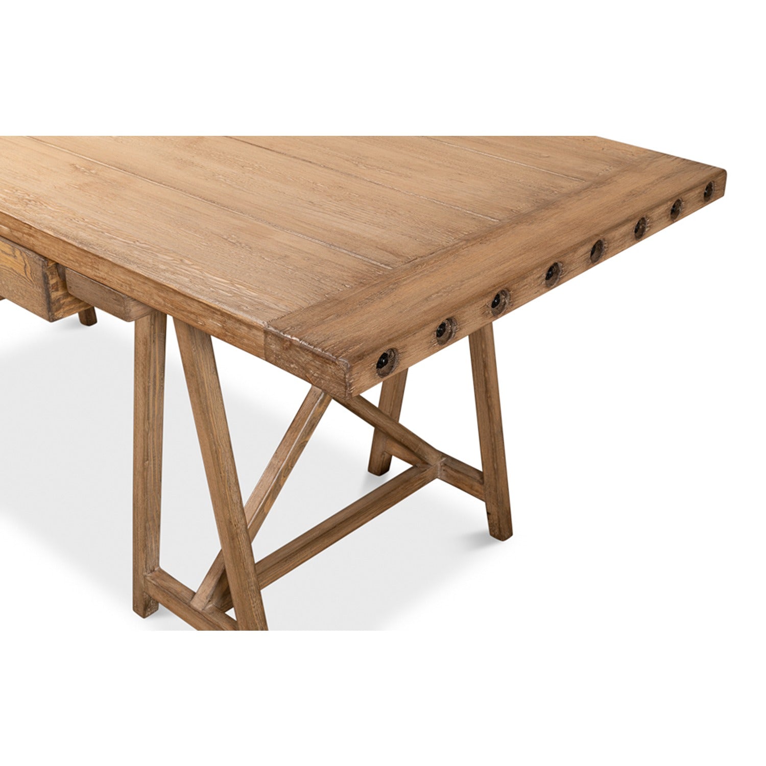 Sawhorse Desk, Natural Polished Old Pine