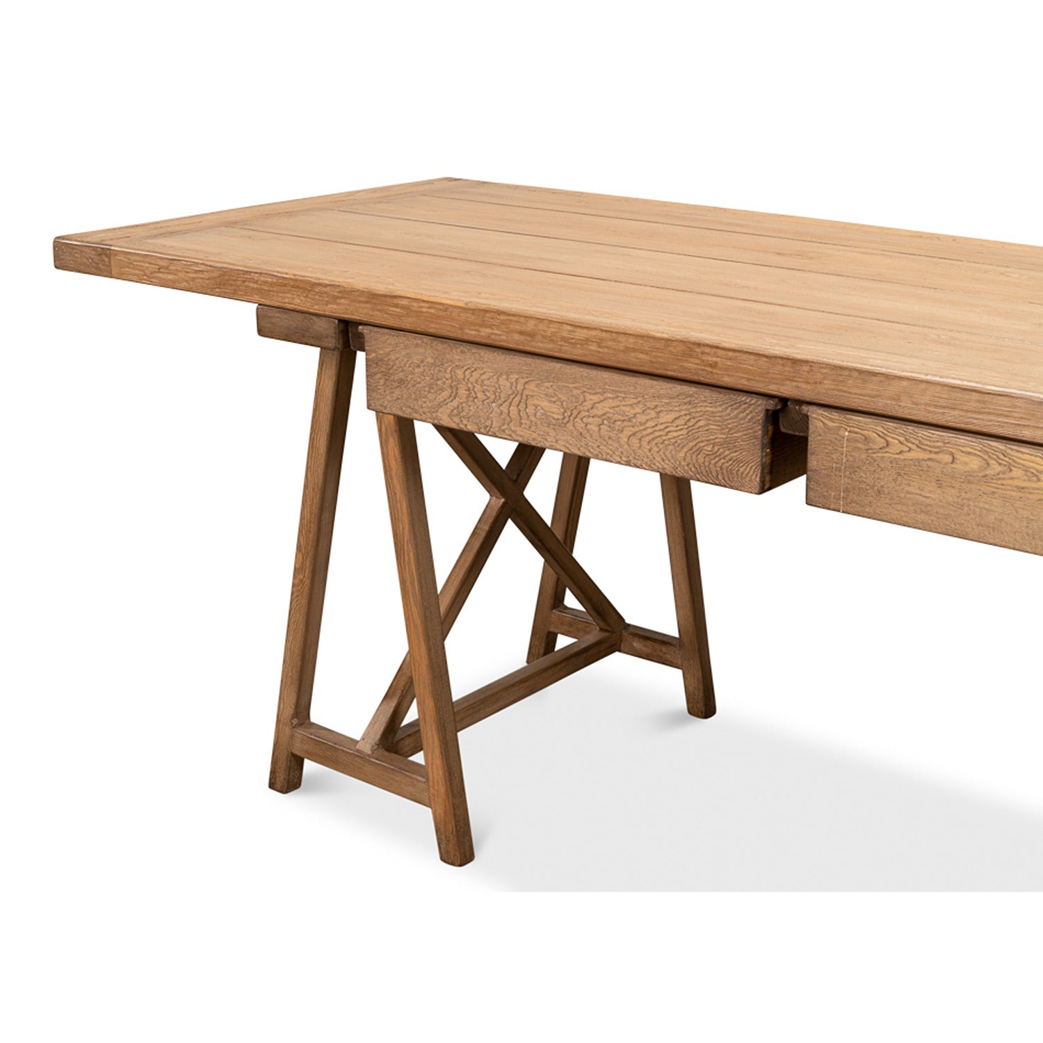 Sawhorse Desk, Natural Polished Old Pine