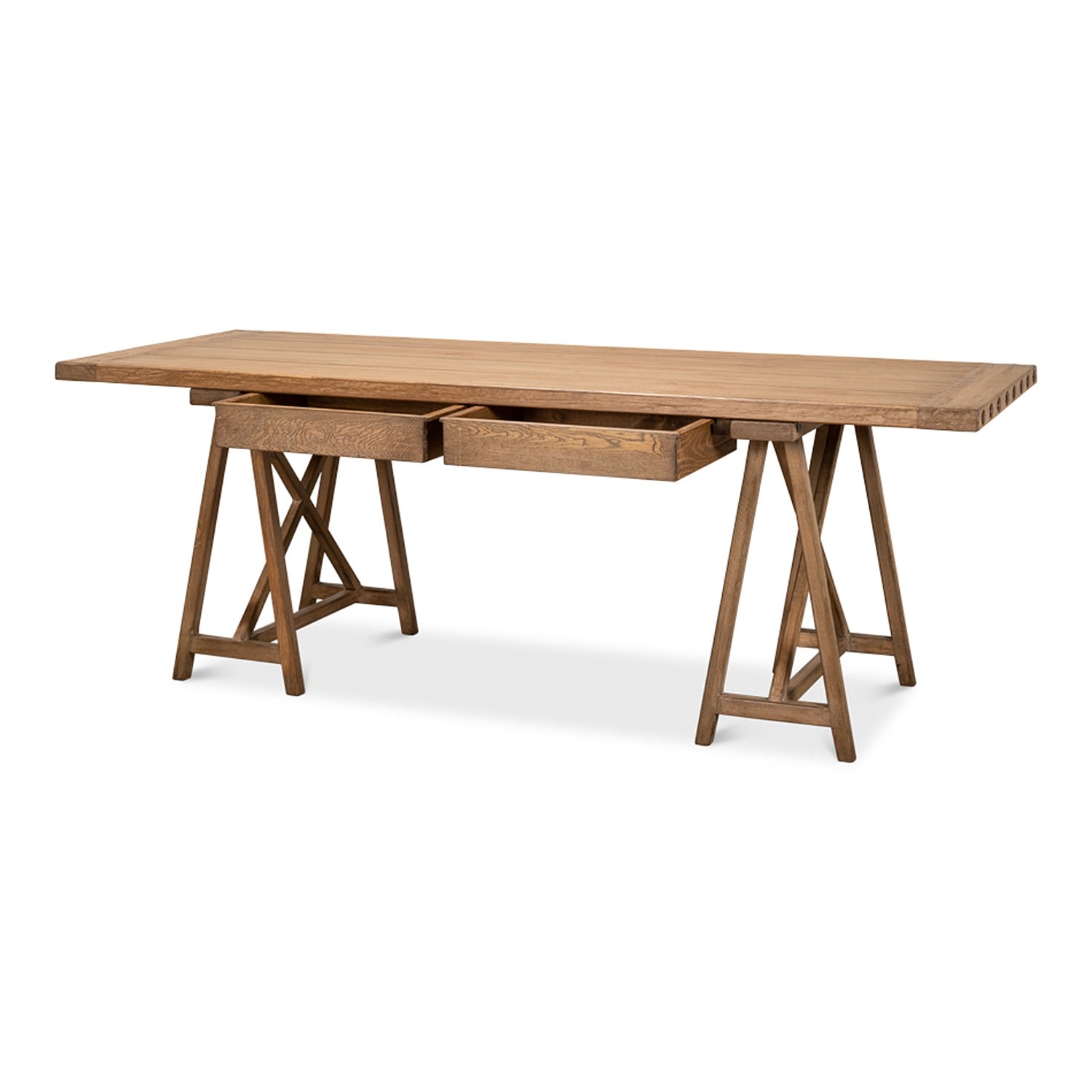 Sawhorse Desk, Natural Polished Old Pine