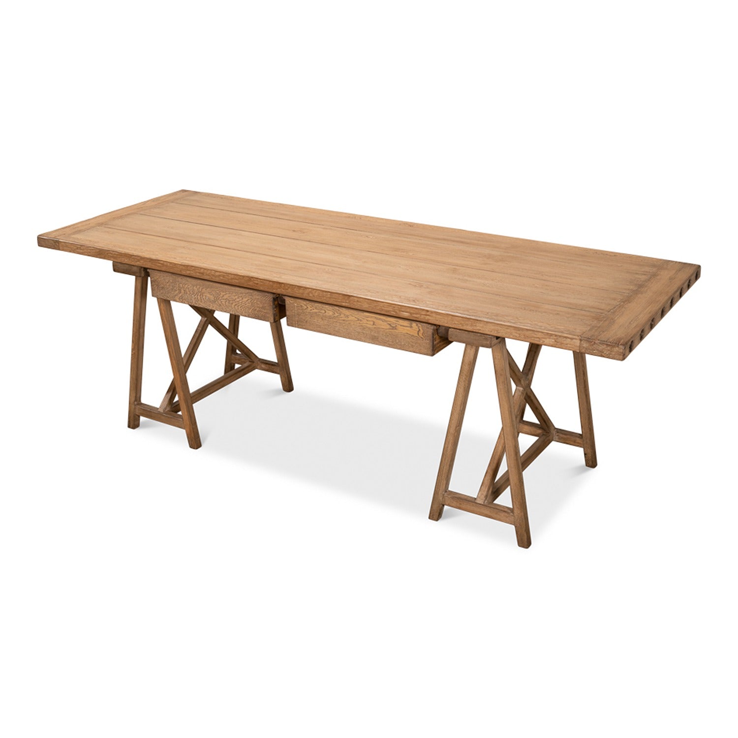 Sawhorse Desk, Natural Polished Old Pine