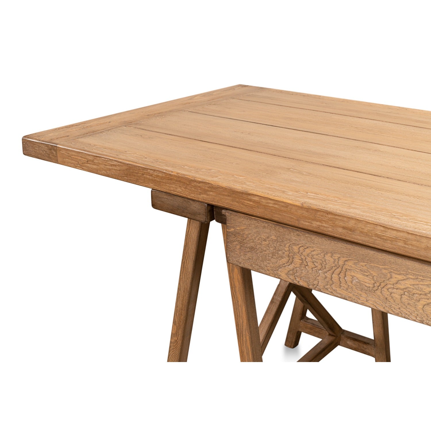 Sawhorse Desk, Natural Polished Old Pine