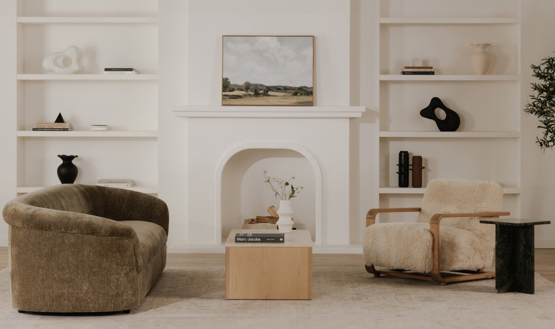Ellis Lounge Chair - Cream Faux Fur
