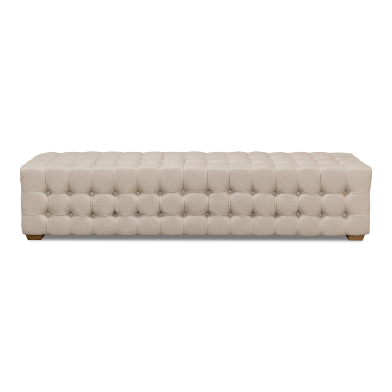 "Beam" Bench  Tufted Beige Linen