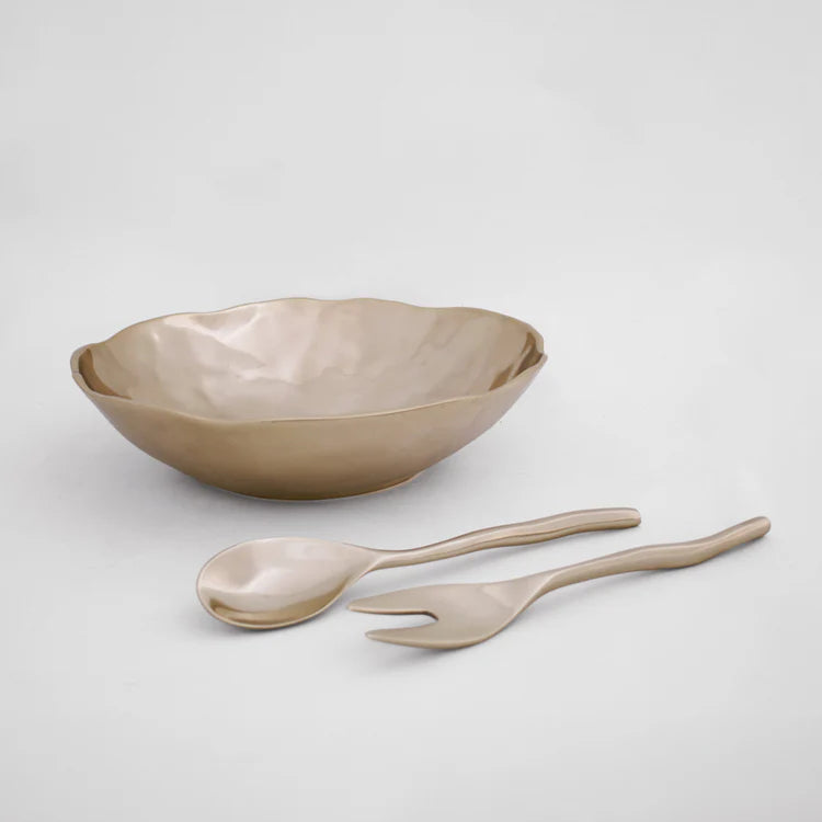 SIERRA MODERN Maia Small Salad Servers (Shiny Gold)