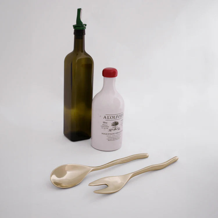 SIERRA MODERN Maia Small Salad Servers (Shiny Gold)