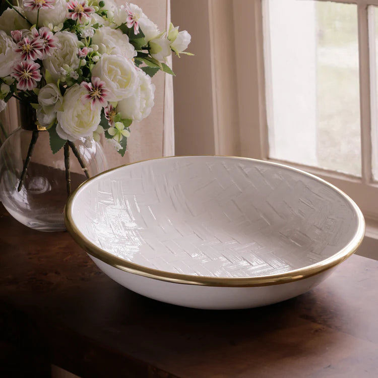 THANNI Bahamas Large Bowl (White and Gold)