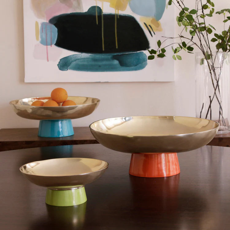 CARNAVAL Sierra Modern Small Bowl with Base (Gold and Green)