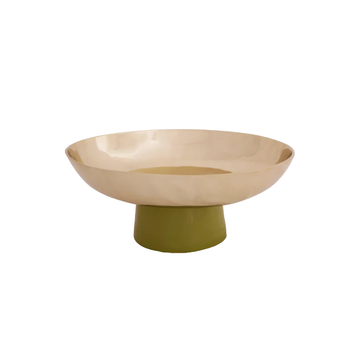 CARNAVAL Sierra Modern Medium Bowl with Base (Gold and Green)