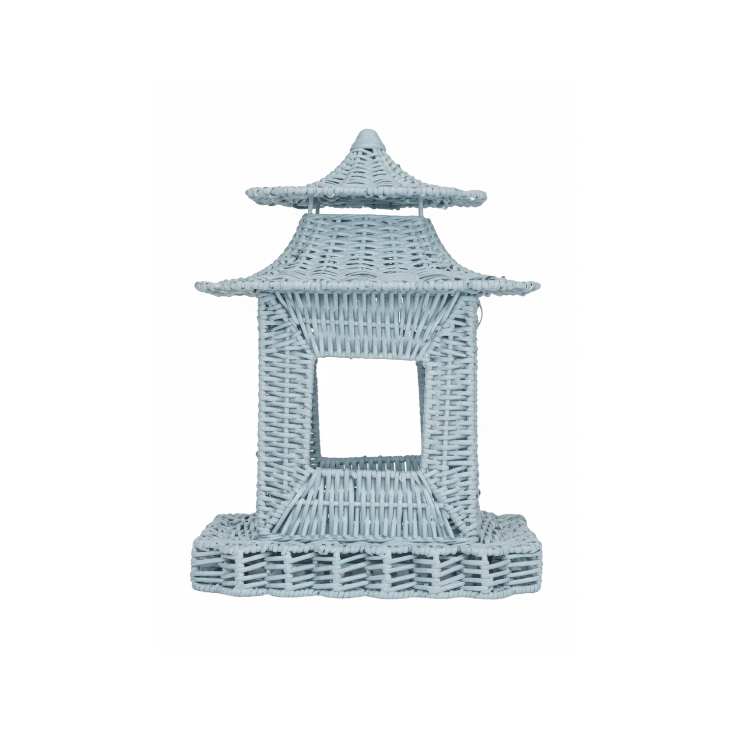 Pale Blue Scalloped Wicker Pagoda (3 Sizes)