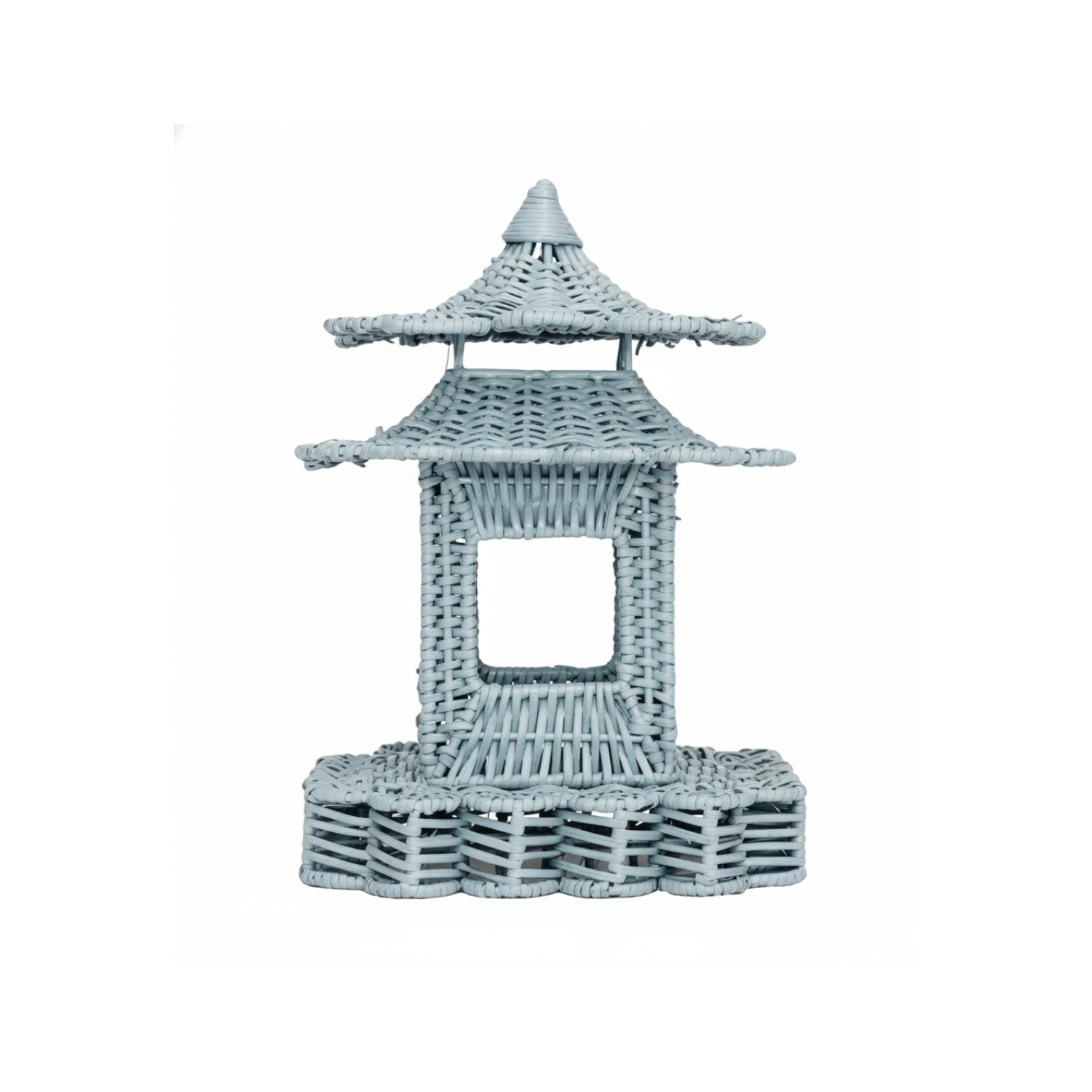 Pale Blue Scalloped Wicker Pagoda (3 Sizes)