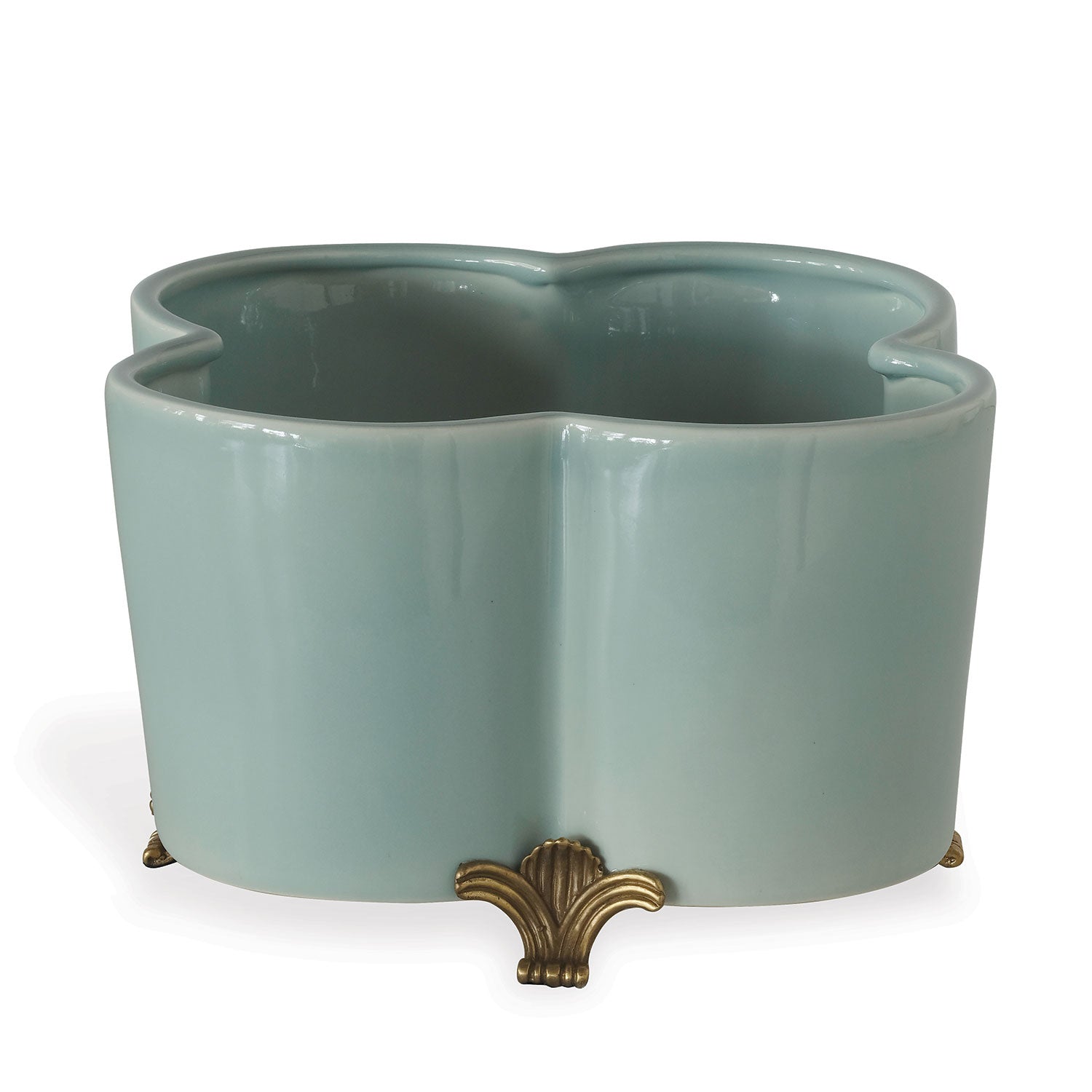 Celadon Quatrefoil Planter