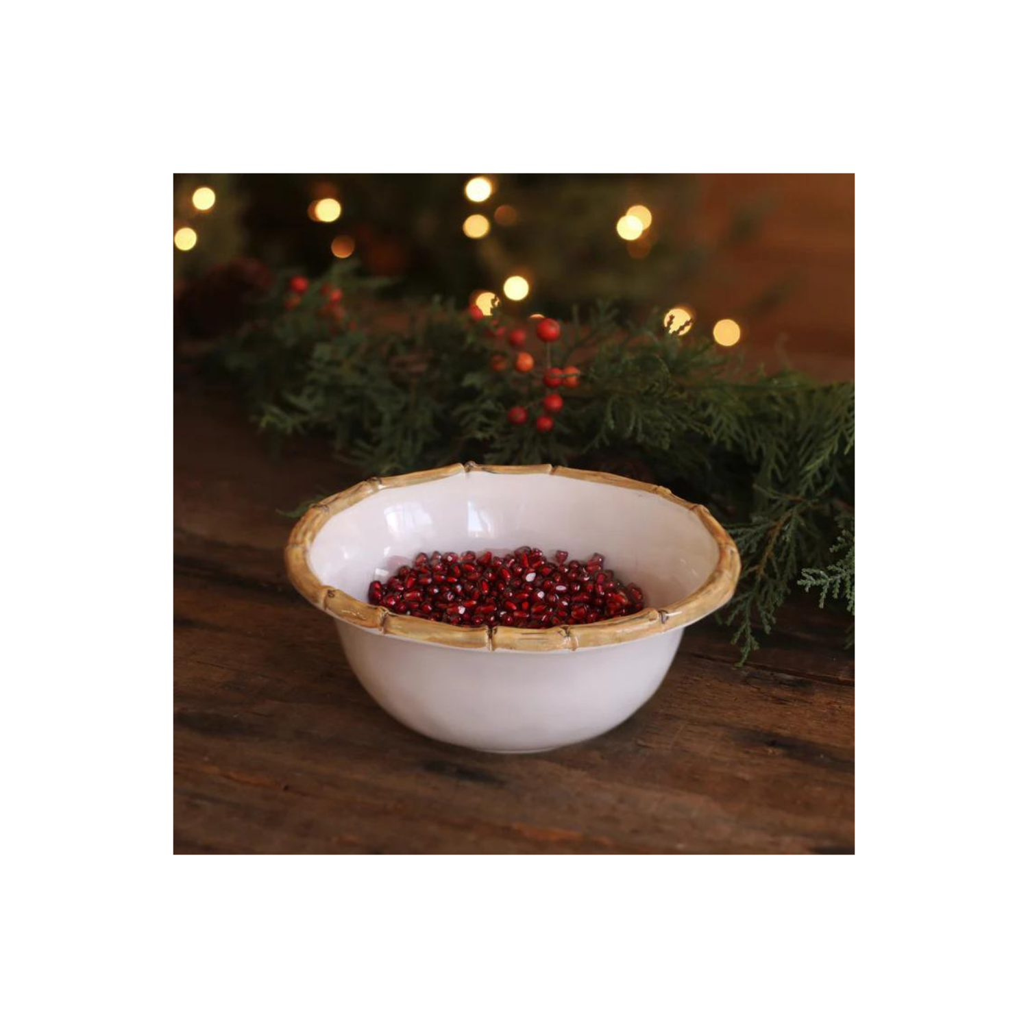 VIDA Bamboo 7.5" Cereal Bowl Set of 4 (White and Natural)