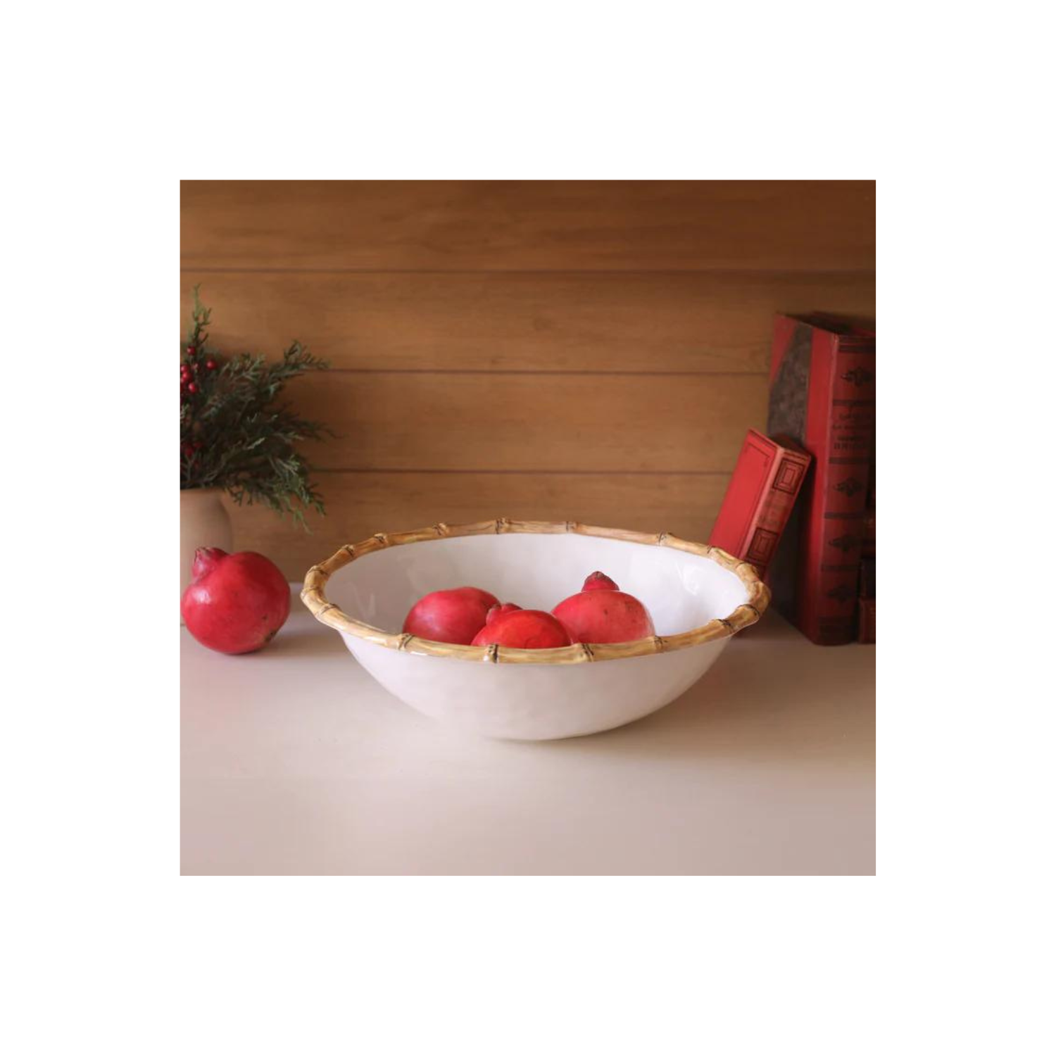 VIDA Bamboo Large Salad Bowl (White and Natural)