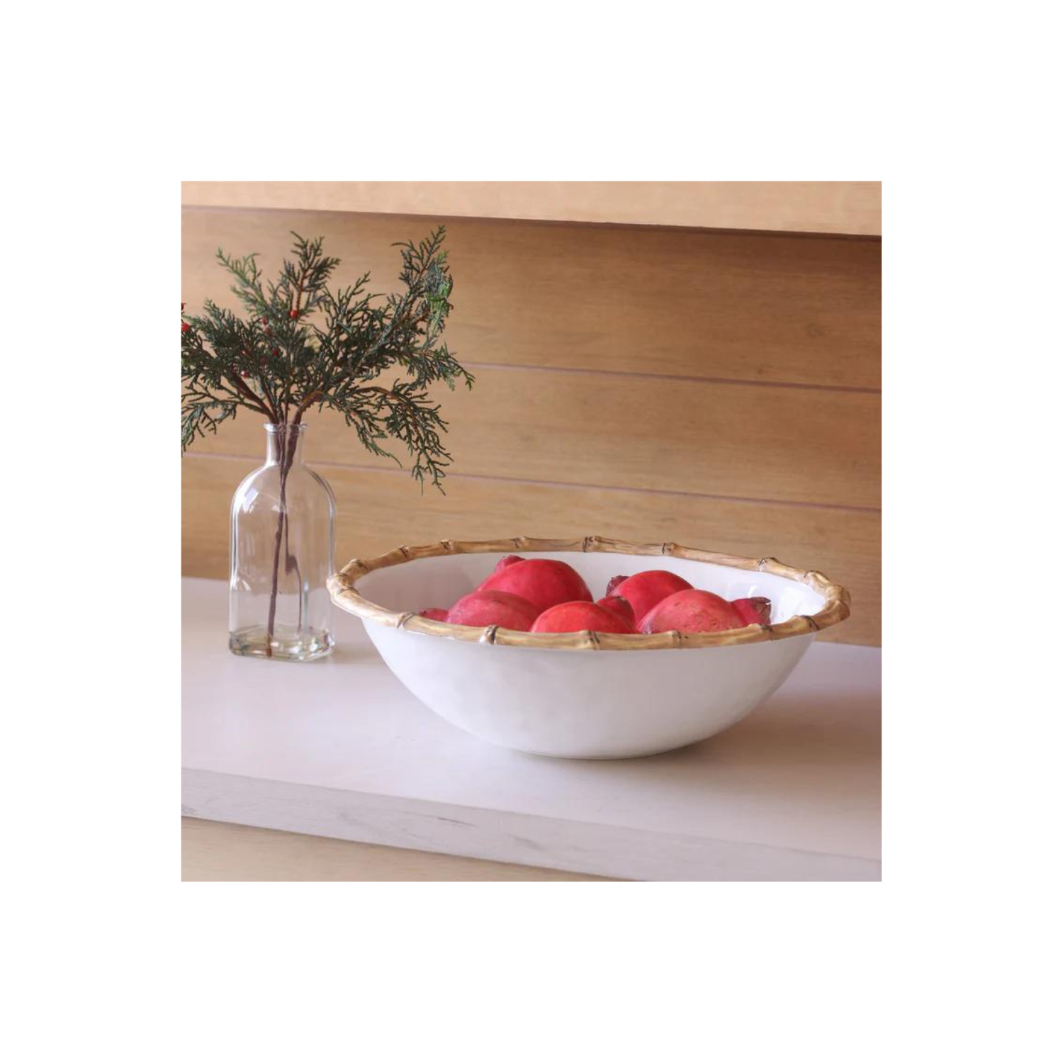 VIDA Bamboo Large Salad Bowl (White and Natural)