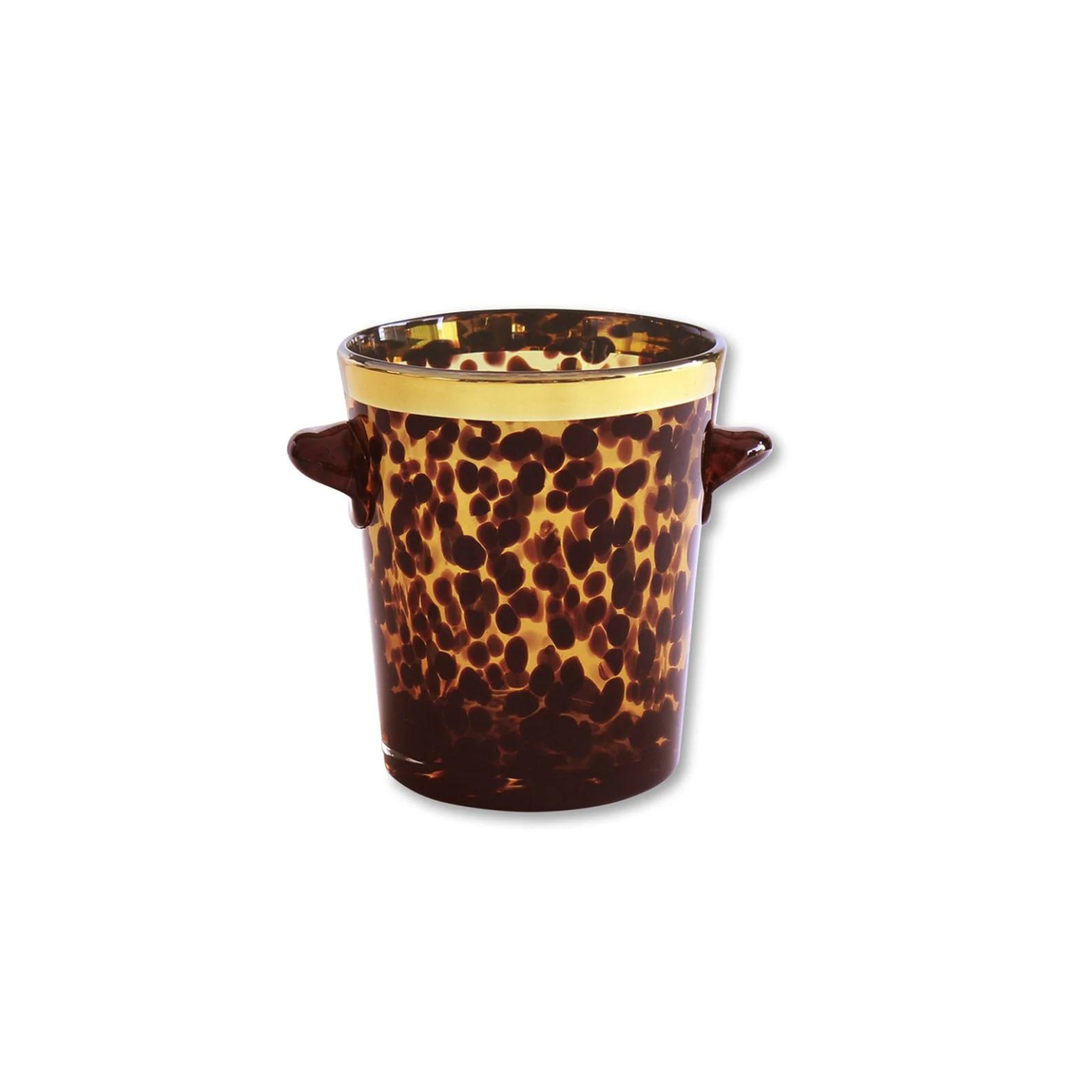 GLASS Tortoise and Gold Ice Bucket