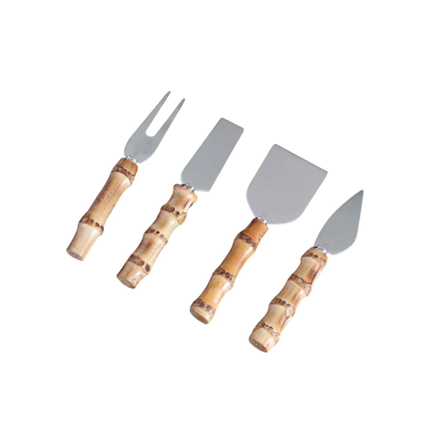 VIDA Bamboo Stainless Cheese Set of 4 (Silver and Natural)